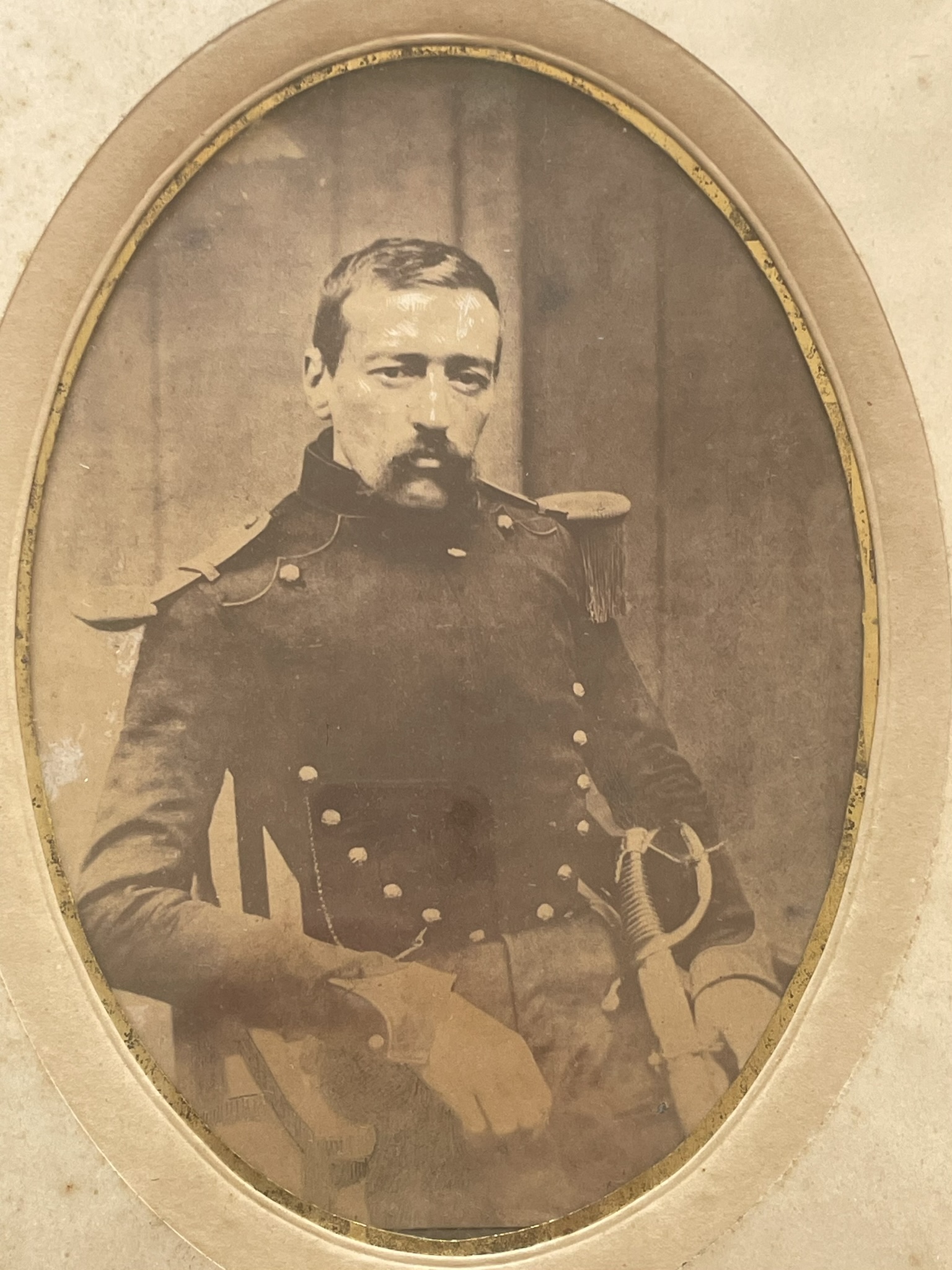 Photo encadrée d'un artilleur Second Empire