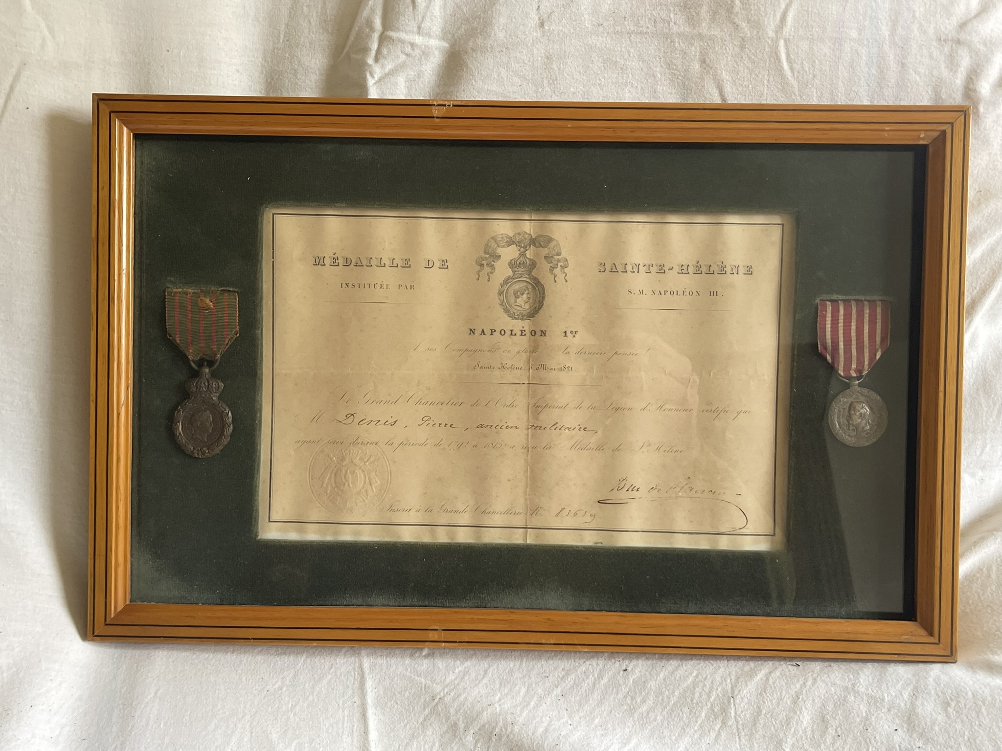 Diplôme et médaille de Sainte Hélène, plus campagne d'Italie