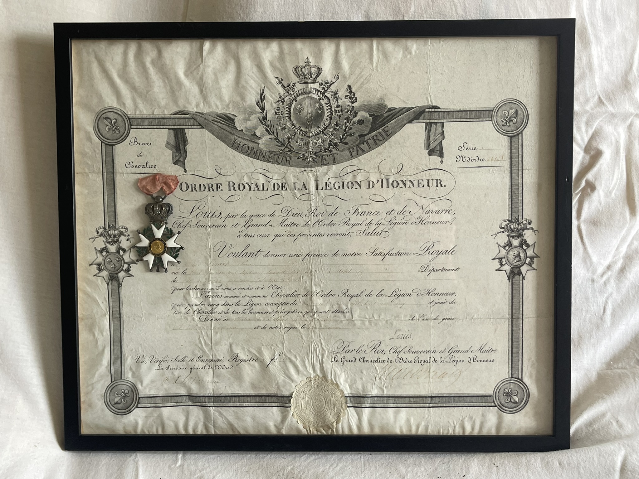 Diplôme et Légion d'Honneur époque 1805 / Restauration