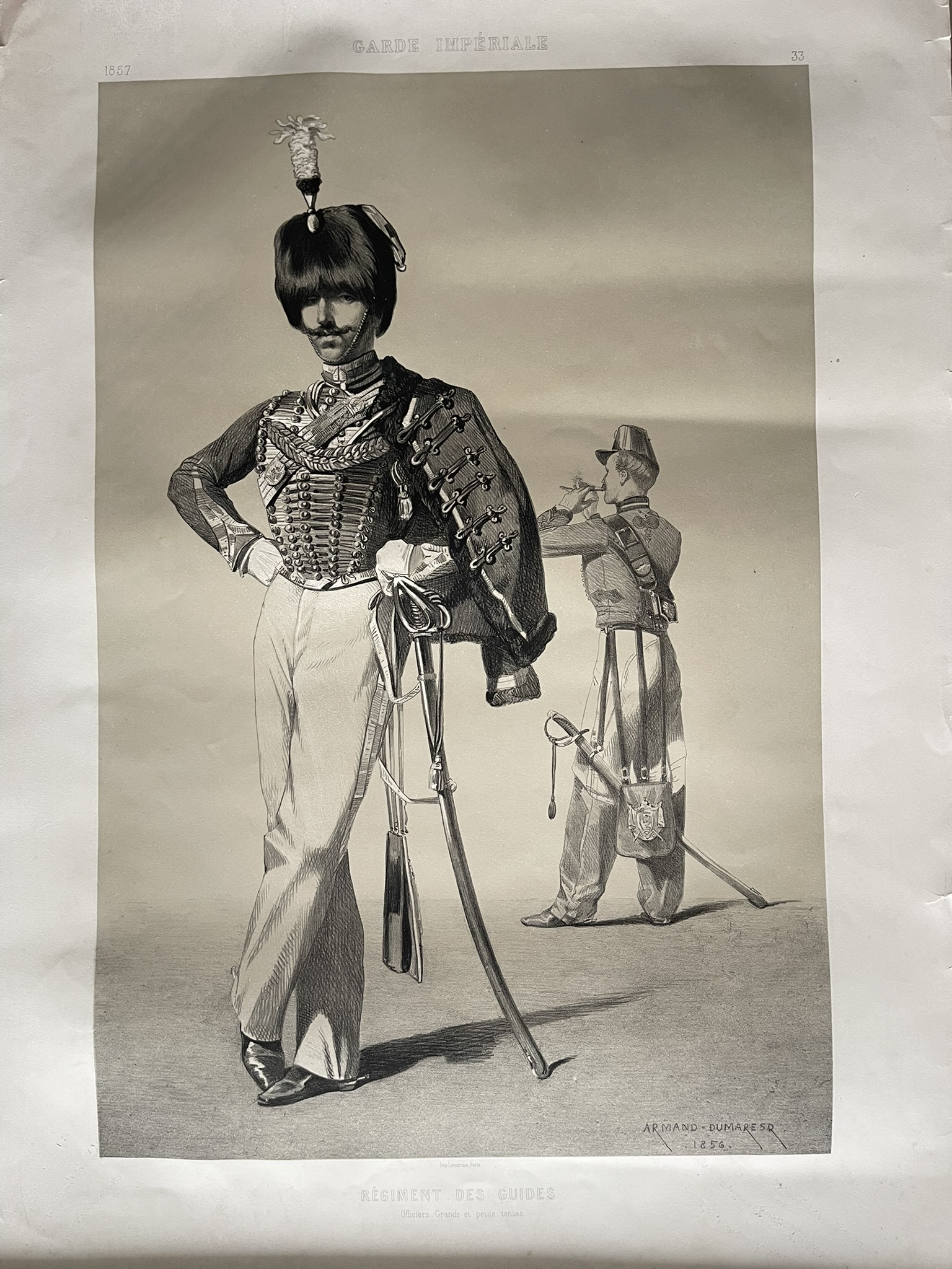5 grandes lithographies Armand Dumaresq Garde Impériale