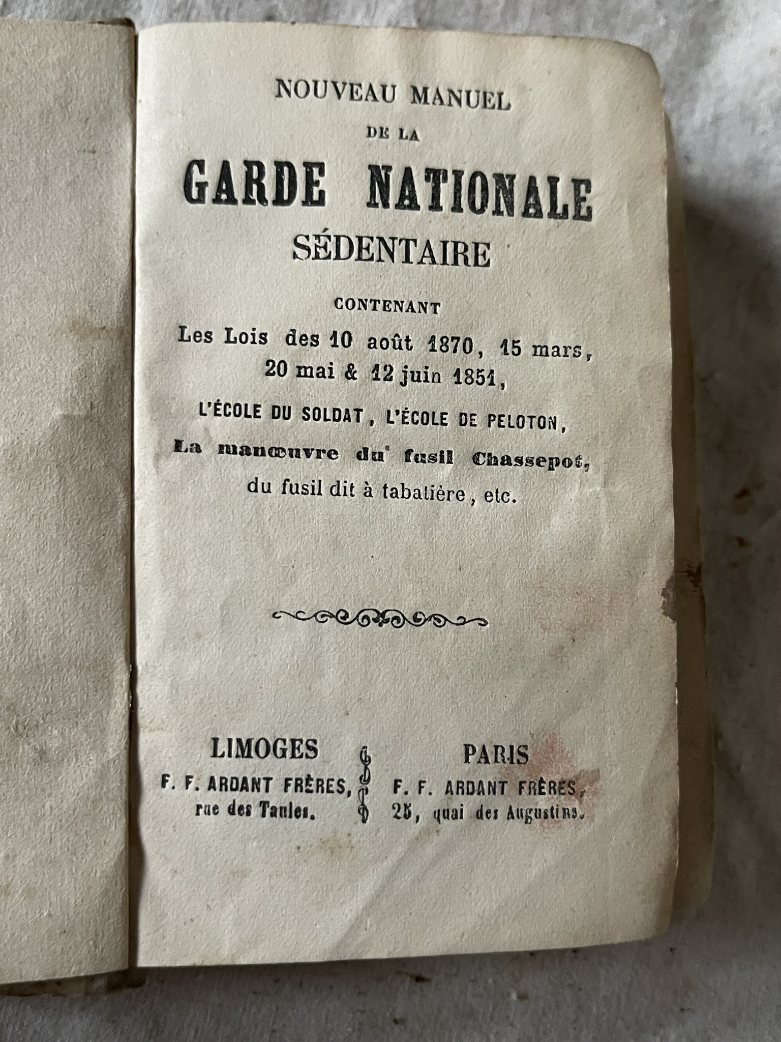 Manuel Garde Nationale 1870